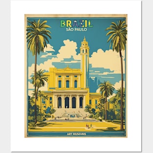 Art Museum Sao Paulo Brazil Vintage Tourism Travel Poster Art Posters and Art